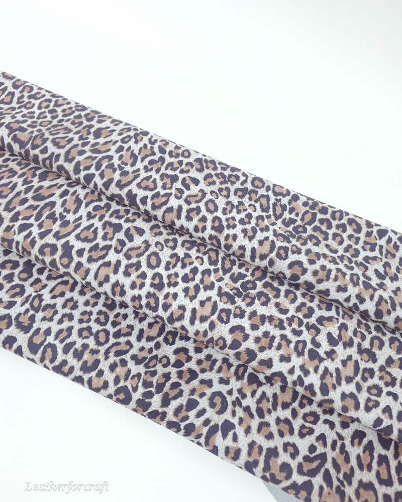 Light Blue Leopard Acid Printed Soft Genuine Leather
