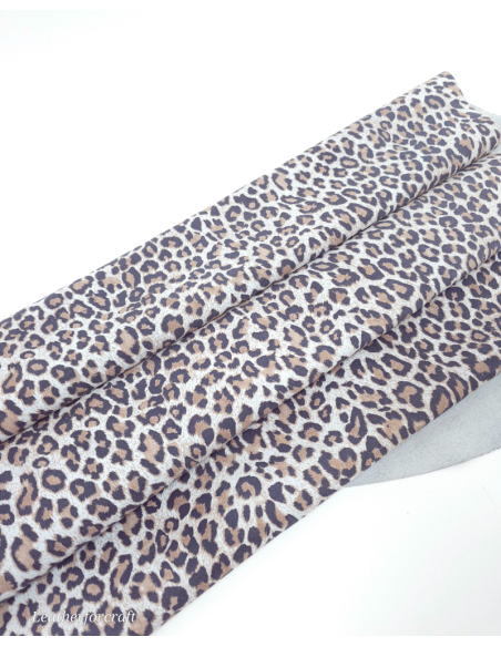Light Blue Leopard Acid Printed Soft Genuine Leather