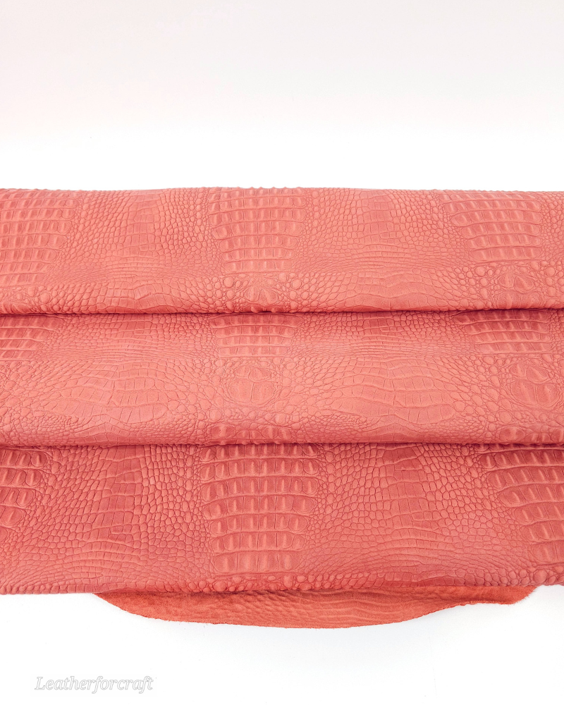 Orange Rust Crocodile Alligator Leather Embossed Texture Amazing Relief OZ 2018 V2 Leather