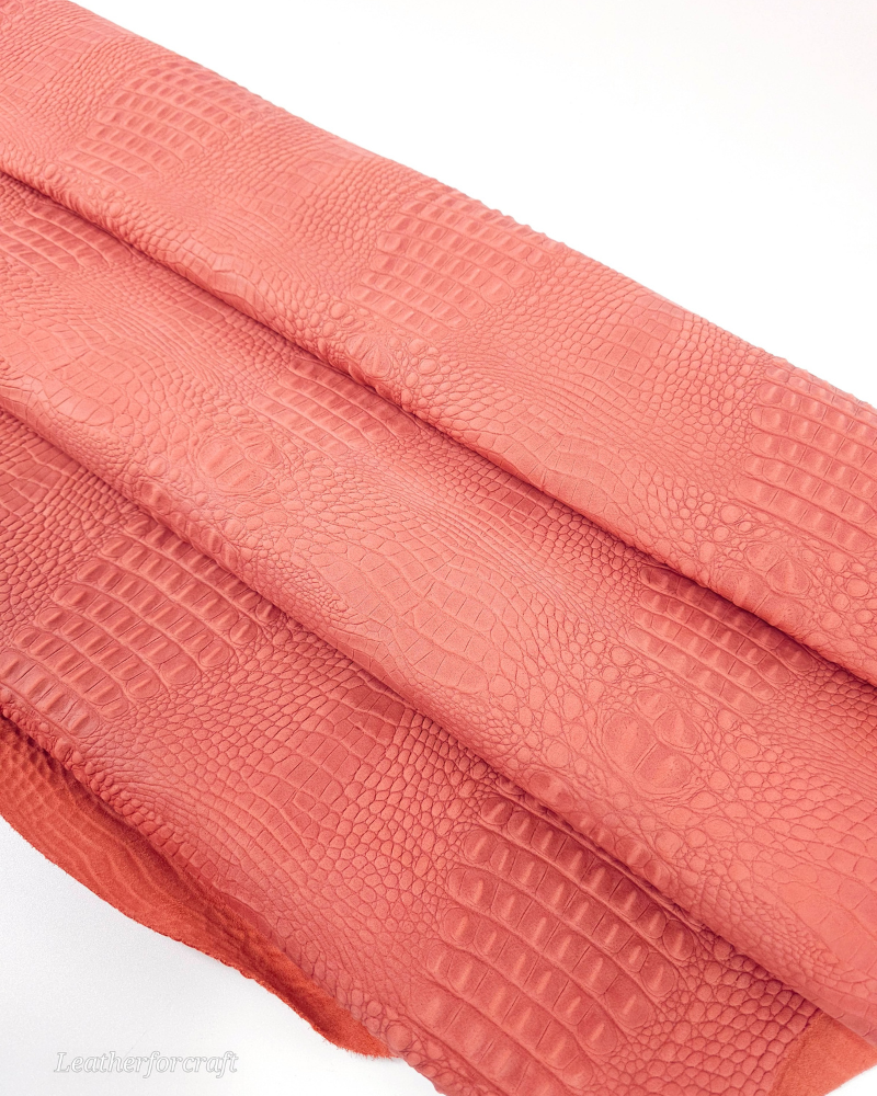 Orange Rust Crocodile Alligator Leather Embossed Texture Amazing Relief OZ 2018 V2 Leather