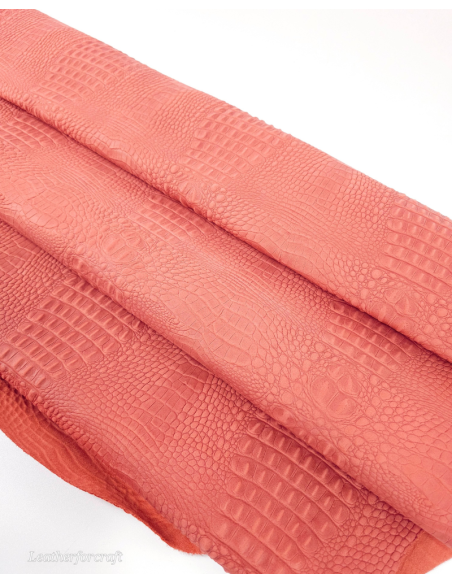 Orange Rust Crocodile Alligator Leather Embossed Texture Amazing Relief OZ 2018 V2 Leather