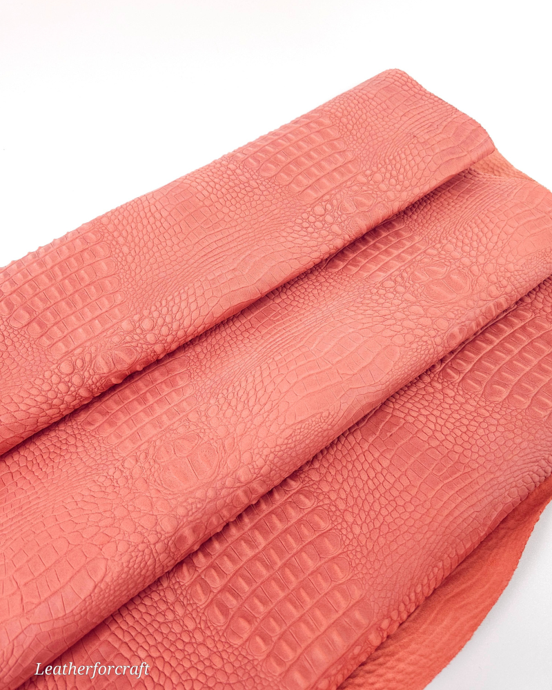 Orange Rust Crocodile Alligator Leather Embossed Texture Amazing Relief OZ 2018 V2 Leather