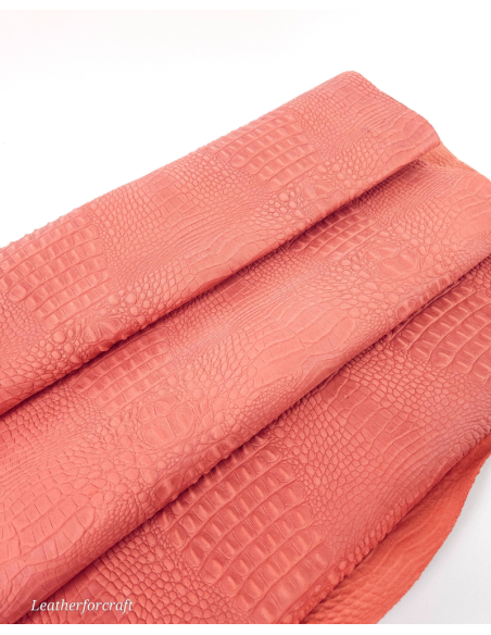 Orange Rust Crocodile Alligator Leather Embossed Texture Amazing Relief OZ 2018 V2 Leather