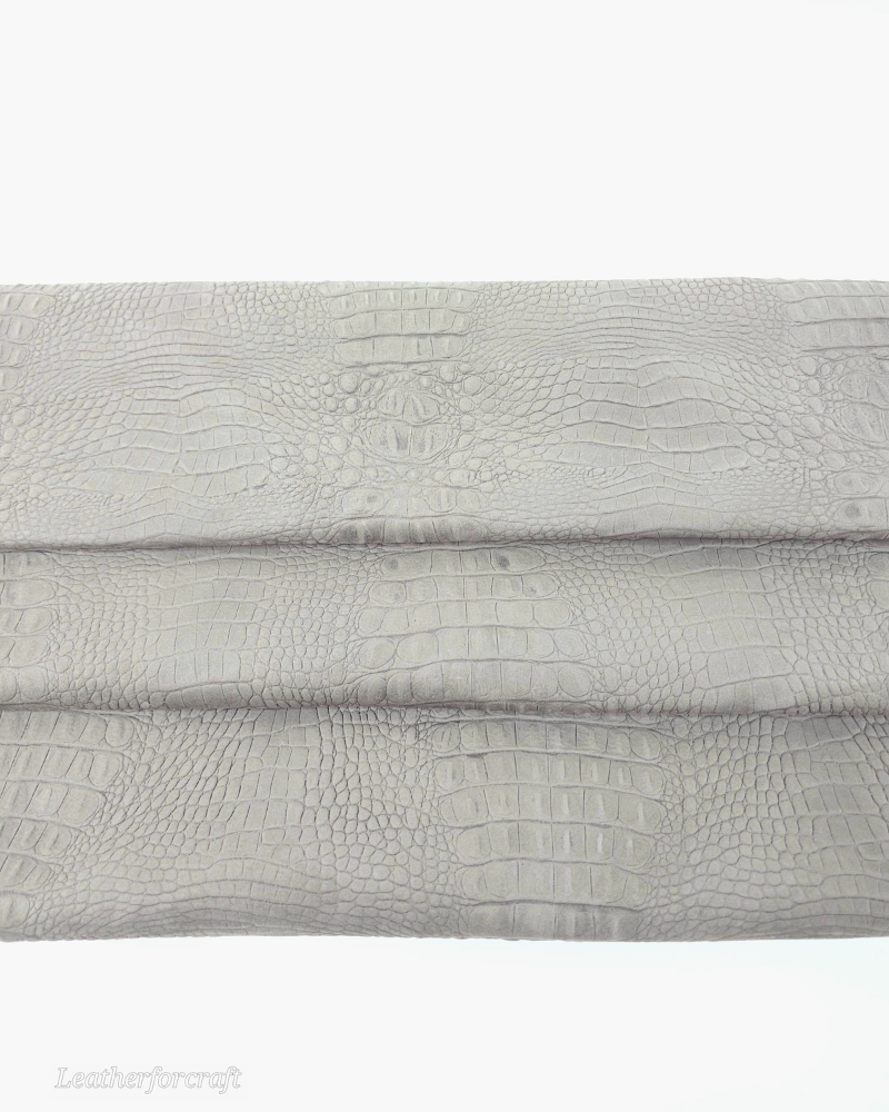 Steeple Gray Crocodile Alligator Leather Embossed Texture Amazing Relief OZ 2018 V2 Leather