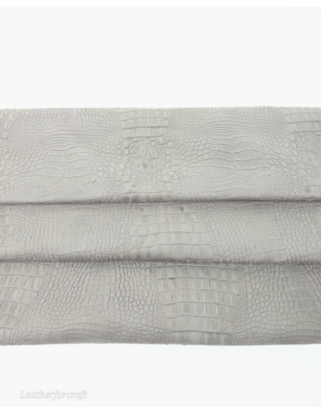 Steeple Gray Crocodile Alligator Leather Embossed Texture Amazing Relief OZ 2018 V2 Leather