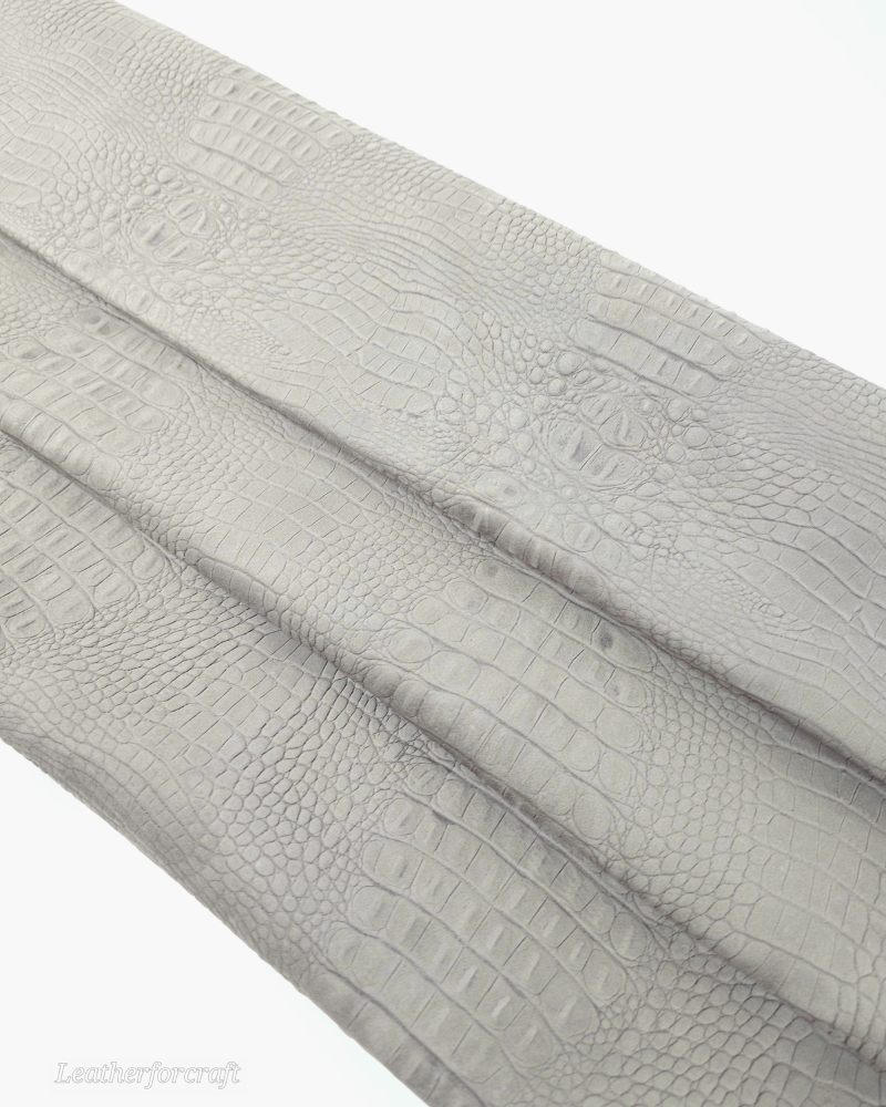 Steeple Gray Crocodile Alligator Leather Embossed Texture Amazing Relief OZ 2018 V2 Leather