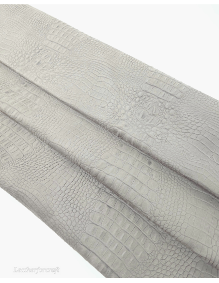 Steeple Gray Crocodile Alligator Leather Embossed Texture Amazing Relief OZ 2018 V2 Leather