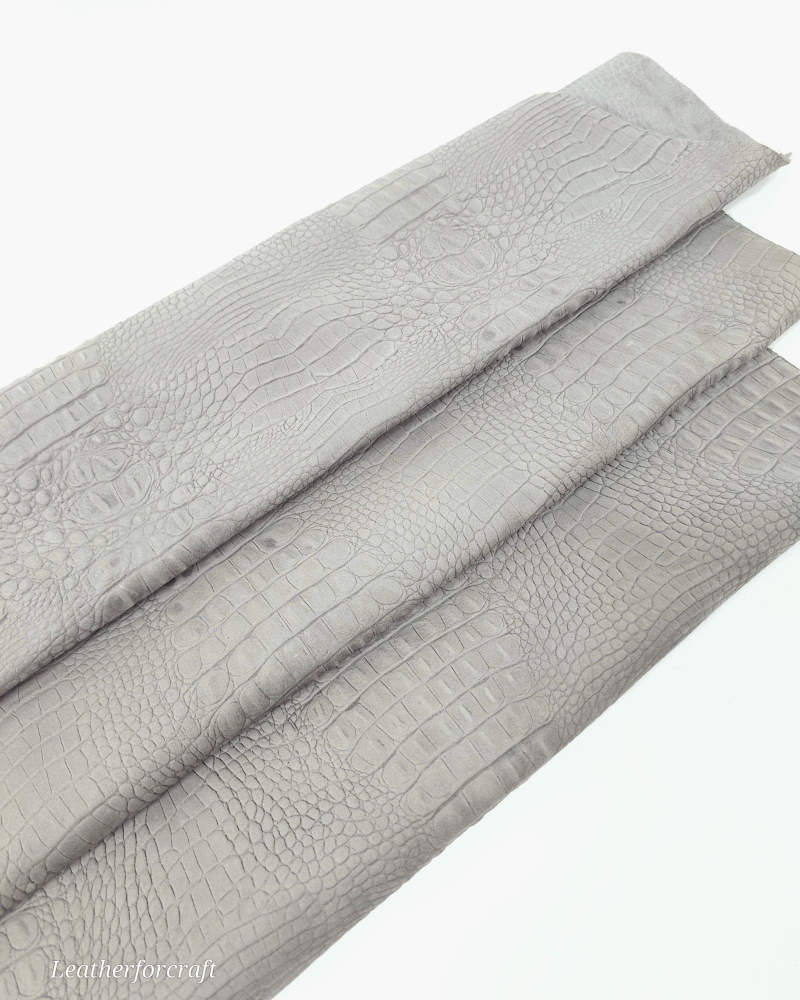 Steeple Gray Crocodile Alligator Leather Embossed Texture Amazing Relief OZ 2018 V2 Leather