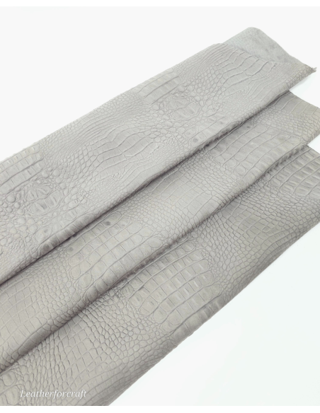 Steeple Gray Crocodile Alligator Leather Embossed Texture Amazing Relief OZ 2018 V2 Leather