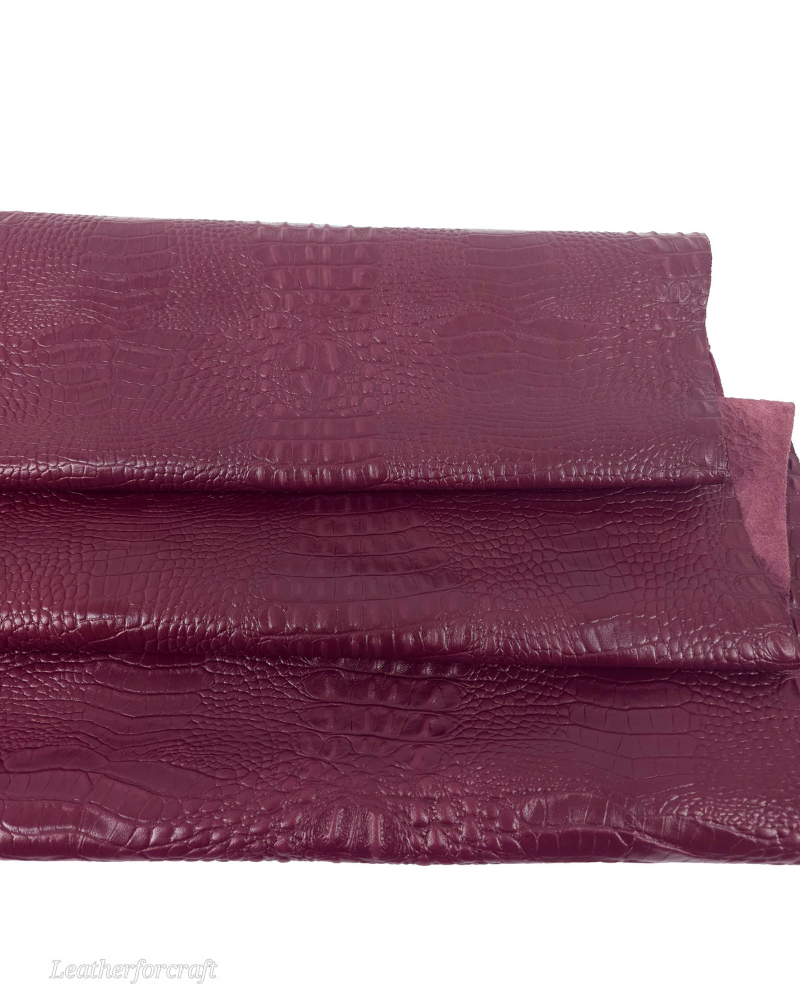 Windsor Wine Crocodile Alligator Leather Embossed Texture Amazing Relief OZ 2018 V2