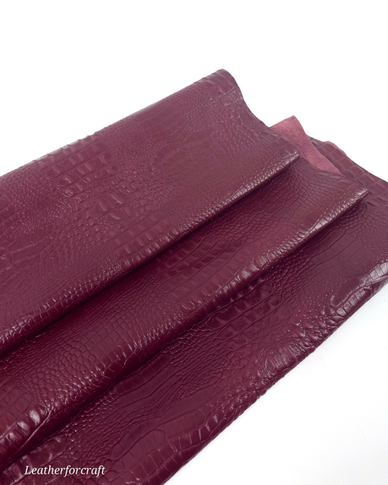 Windsor Wine Crocodile Alligator Leather Embossed Texture Amazing Relief OZ 2018 V2