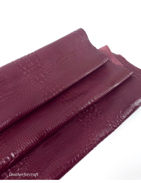 Windsor Wine Crocodile Alligator Leather Embossed Texture Amazing Relief OZ 2018 V2