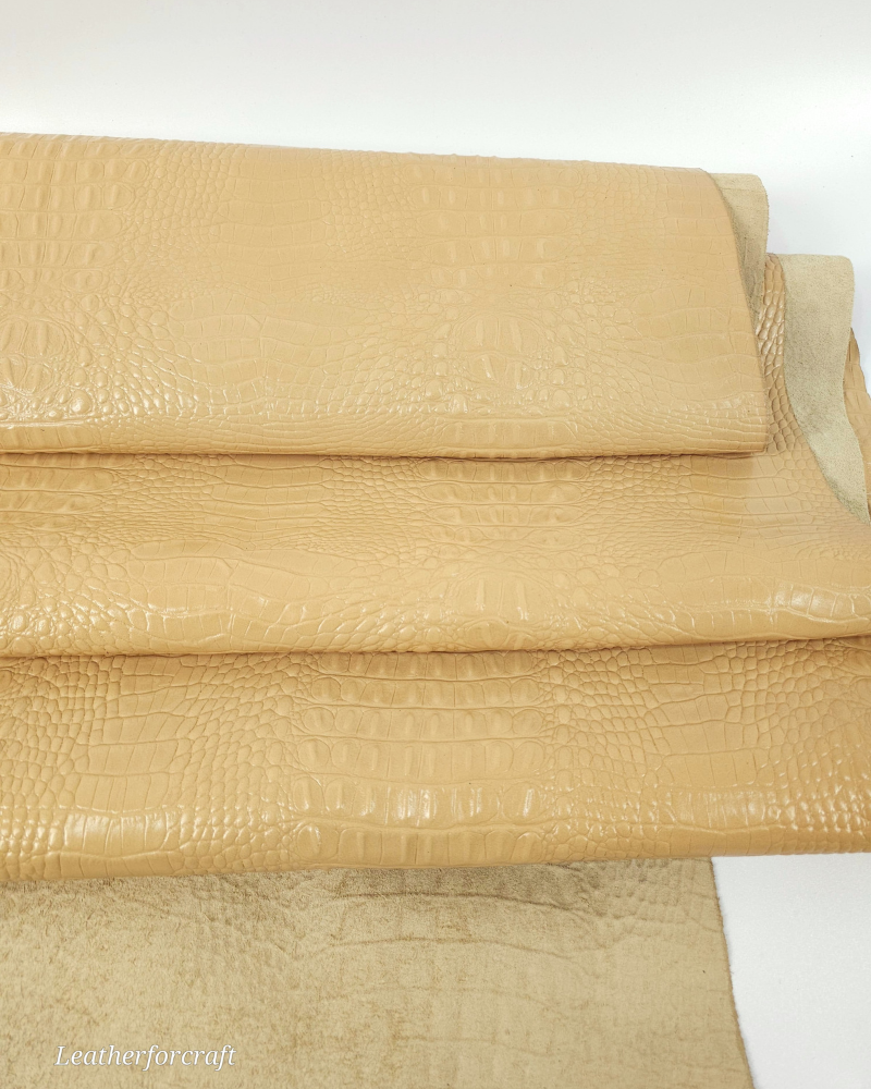 Honey Peach Crocodile Alligator Leather Embossed Texture Amazing Relief OZ 2018 V2
