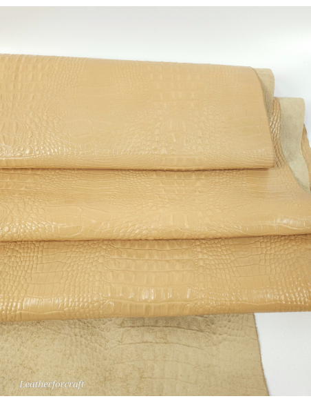 Honey Peach Crocodile Alligator Leather Embossed Texture Amazing Relief OZ 2018 V2