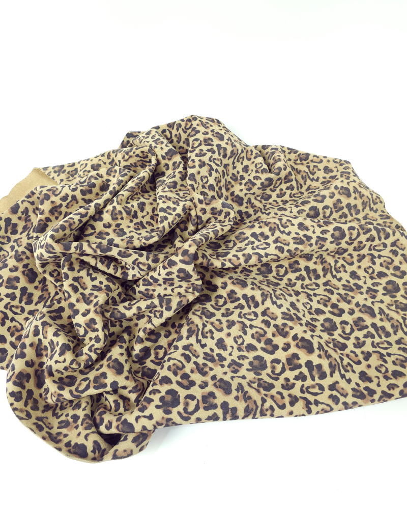 Beige Snow Leopard Acid Printed Soft Leather