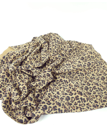 Beige Snow Leopard Acid Printed Soft Leather
