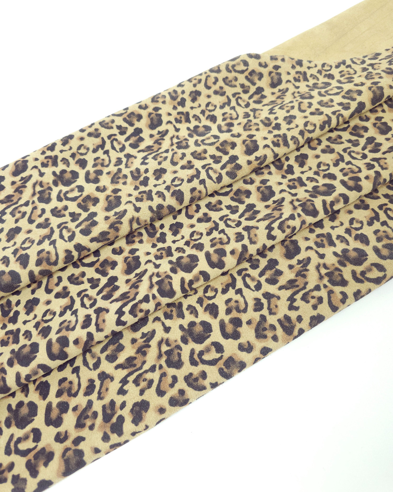 Beige Snow Leopard Acid Printed Soft Leather
