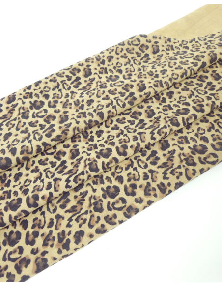 Beige Snow Leopard Acid Printed Soft Leather