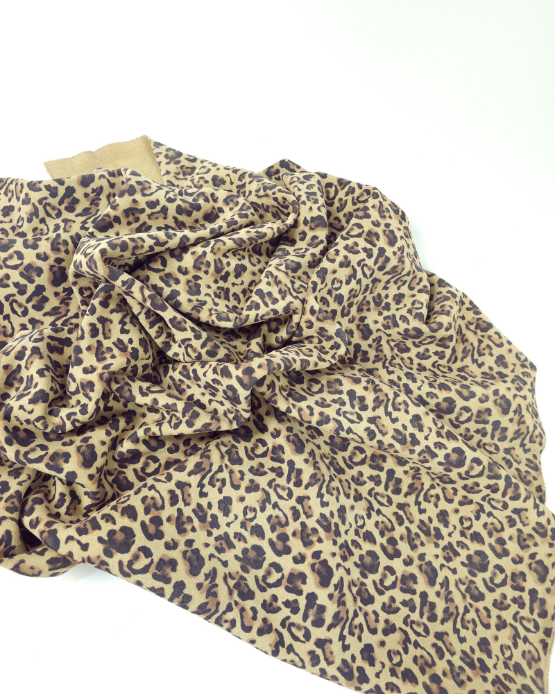 Beige Snow Leopard Acid Printed Soft Leather