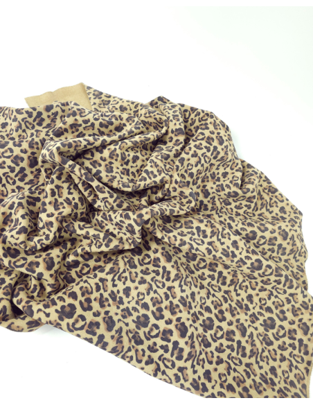 Beige Snow Leopard Acid Printed Soft Leather