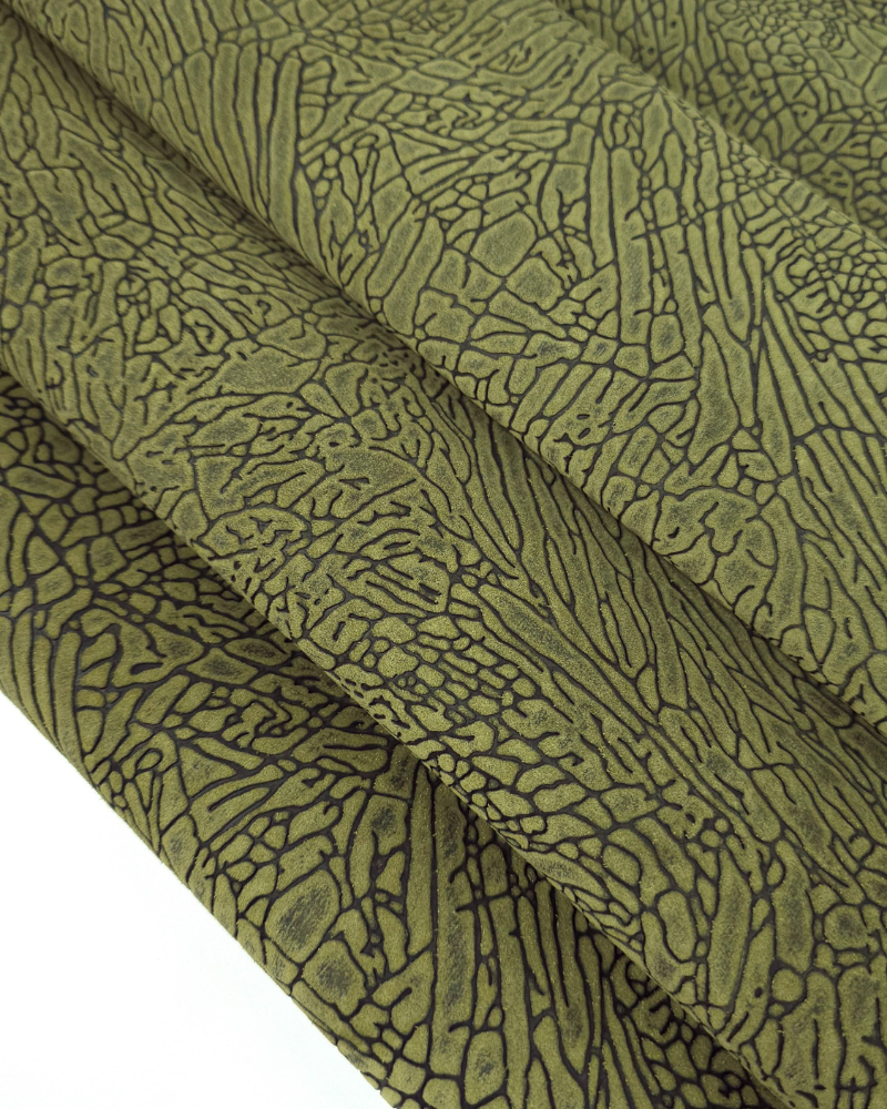 Amazonas Green and Black Elephant Suede Embossed Leather 2021