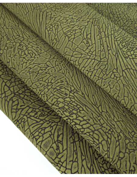 Amazonas Green and Black Elephant Suede Embossed Leather 2021