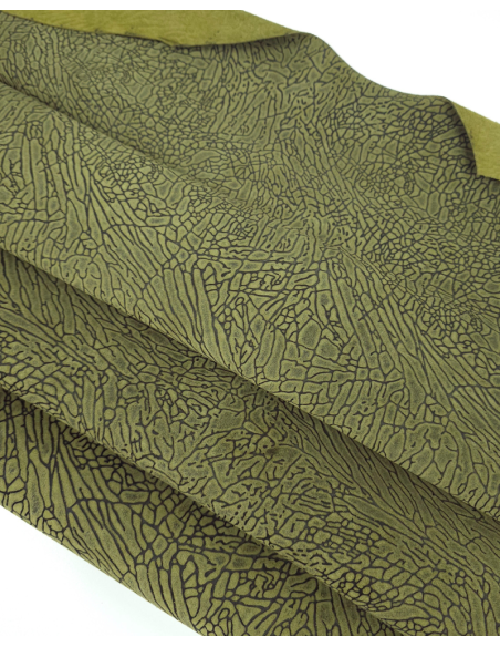 Amazonas Green and Black Elephant Suede Embossed Leather 2021