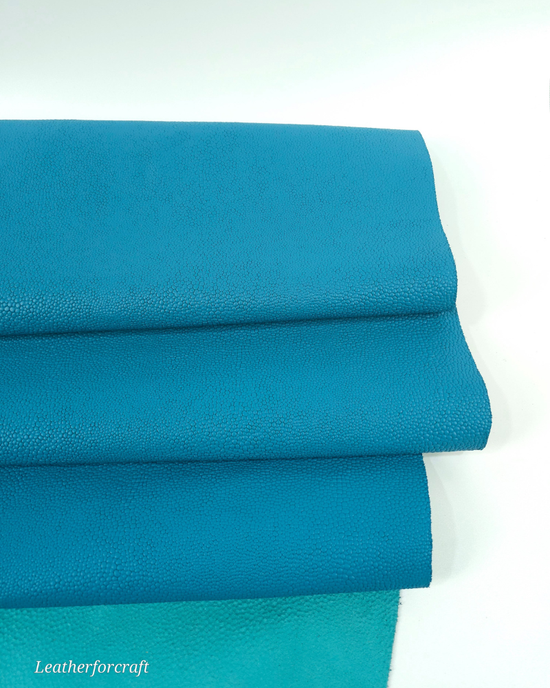 Tahitian Teal Raia Embossed Premium Full Grain Texture Leather