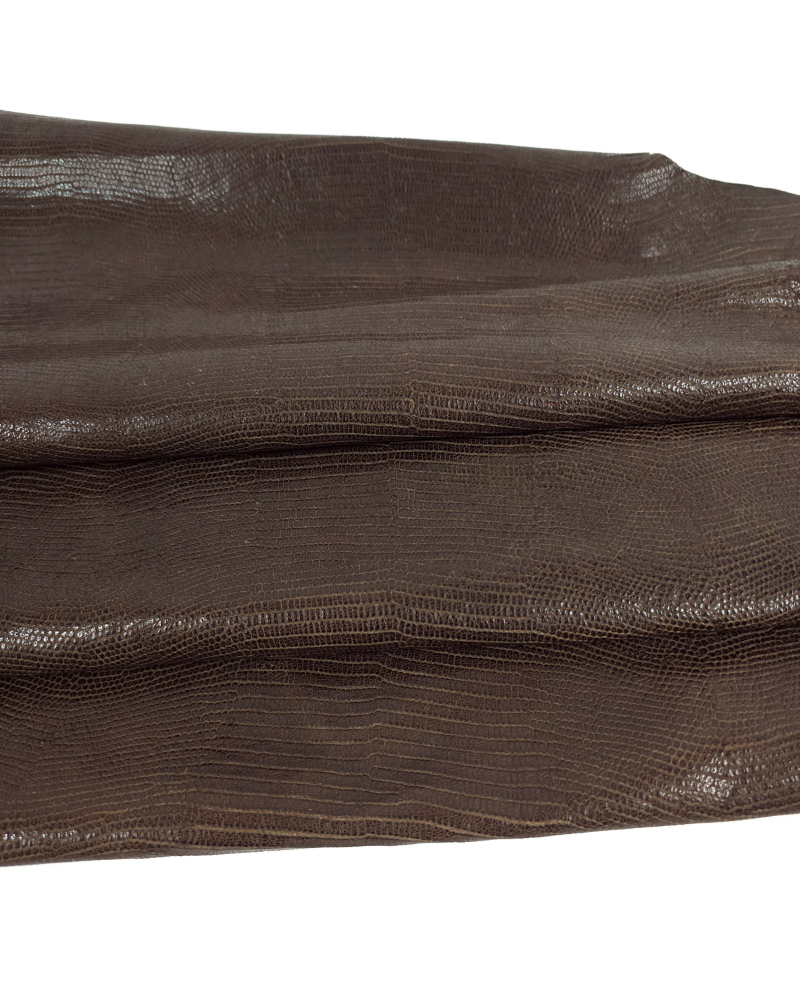 Medium Brown Lizzard Embossed Goat Leather