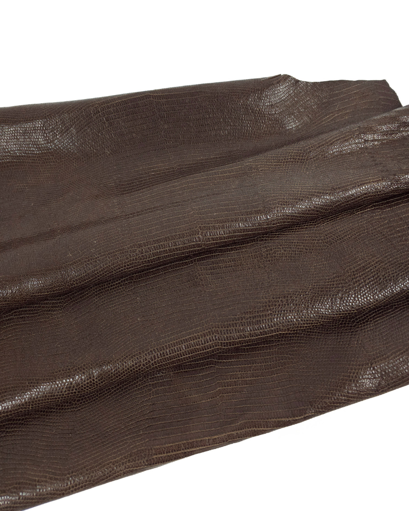 Medium Brown Lizzard Embossed Goat Leather
