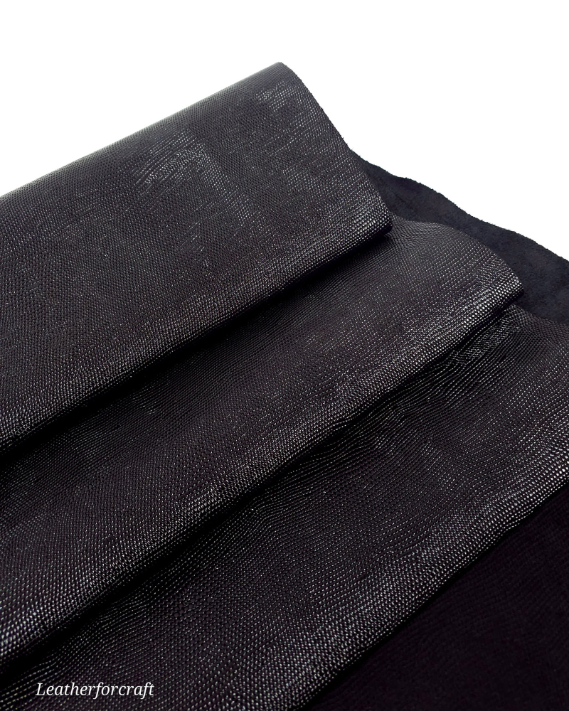 Black Iguana Embossed Texture Leather