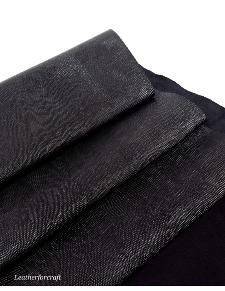 Black Iguana Embossed Texture Leather