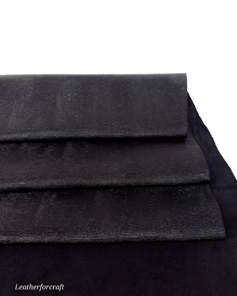 Black Iguana Embossed Texture Leather