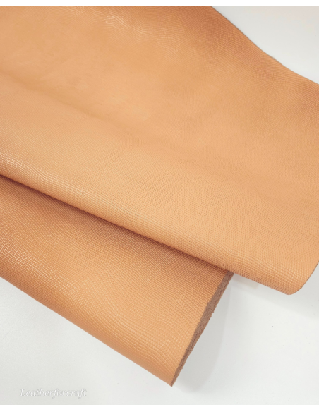 Peach Nougat Iguana Embossed Texture Leather