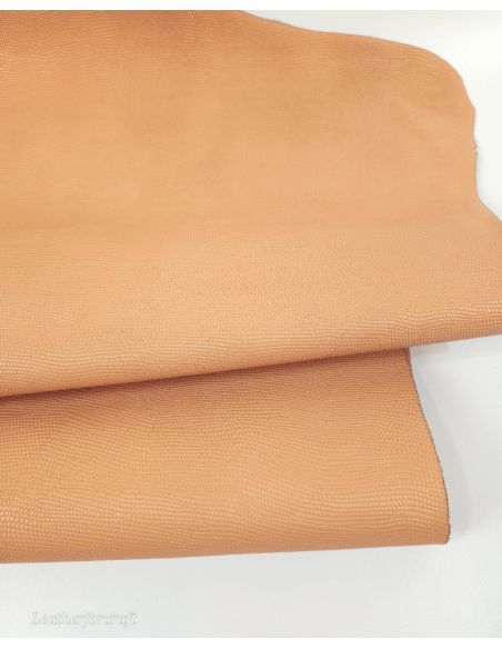 Peach Nougat Iguana Embossed Texture Leather