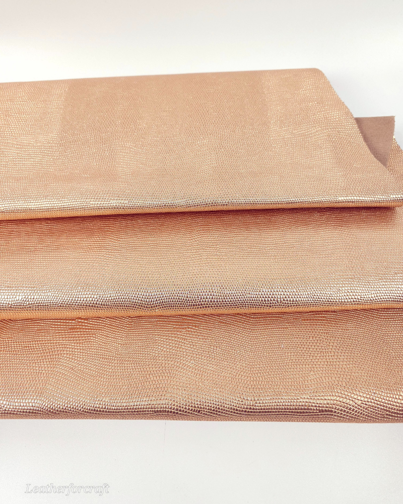 Pearl Rame Metallic Iguana Embossed Texture Leather