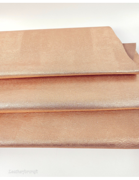 Pearl Rame Metallic Iguana Embossed Texture Leather