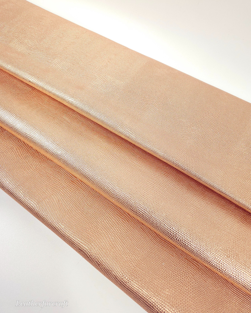 Pearl Rame Metallic Iguana Embossed Texture Leather