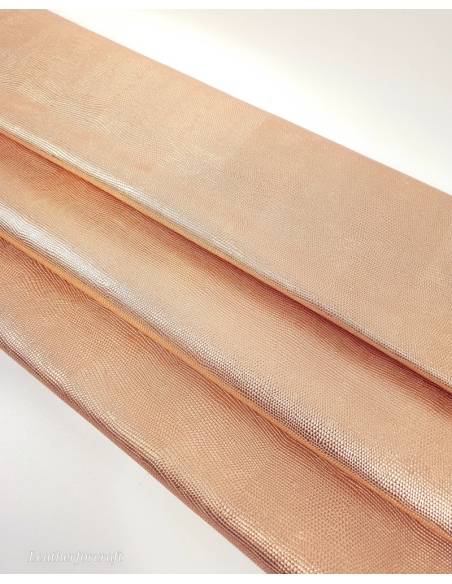 Pearl Rame Metallic Iguana Embossed Texture Leather