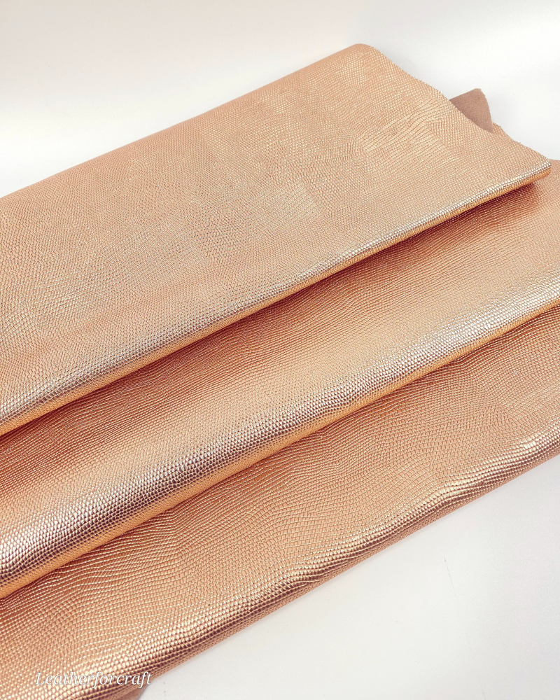 Pearl Rame Metallic Iguana Embossed Texture Leather