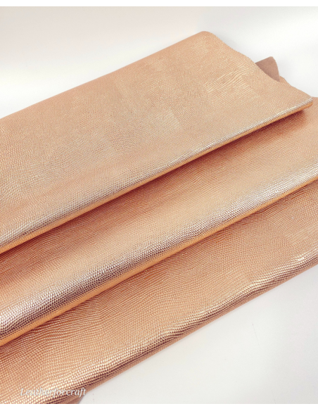 Pearl Rame Metallic Iguana Embossed Texture Leather