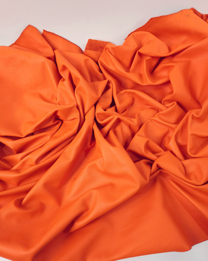 Vibrant Orange Livorno Natural Full Grain Premium Soft Nappa Leather