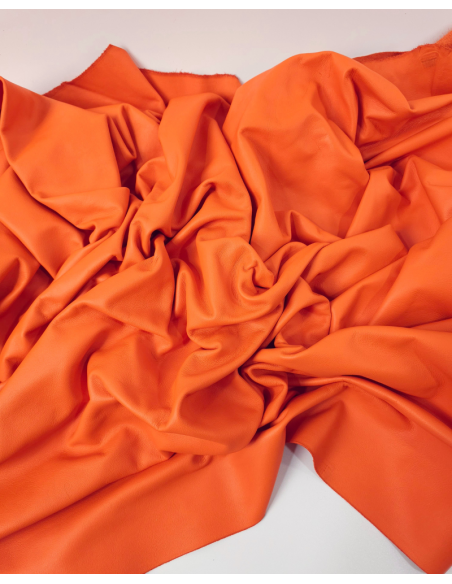 Vibrant Orange Livorno Natural Full Grain Premium Soft Nappa Leather