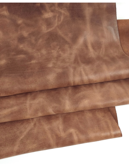 Mocha Mousse Urago Rustic Distressed Pull Up Burnish Leather