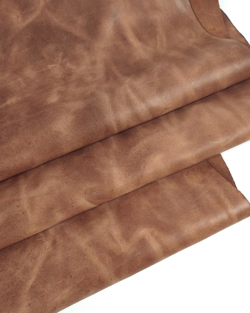 Mocha Mousse Urago Rustic Distressed Pull Up Burnish Leather