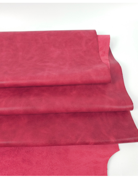 Rose Red Urago Rustic Distressed Pull Up Burnish Leather