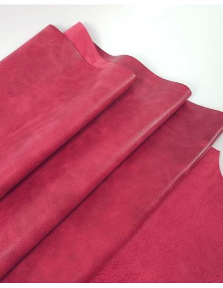 Rose Red Urago Rustic Distressed Pull Up Burnish Leather