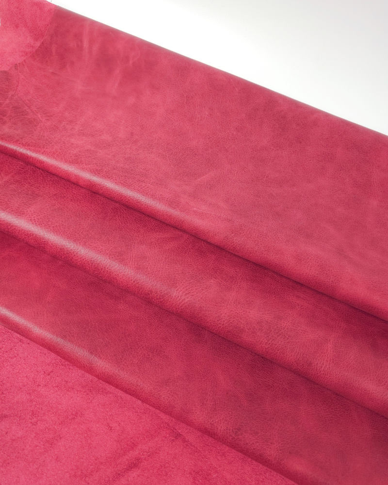 Rose Red Urago Rustic Distressed Pull Up Burnish Leather