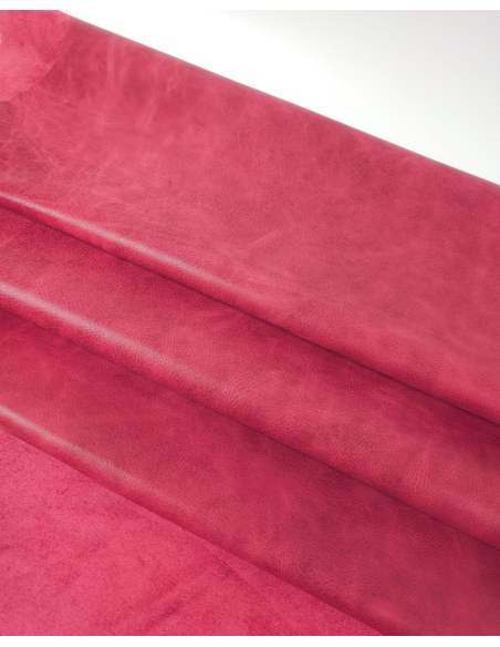 Rose Red Urago Rustic Distressed Pull Up Burnish Leather