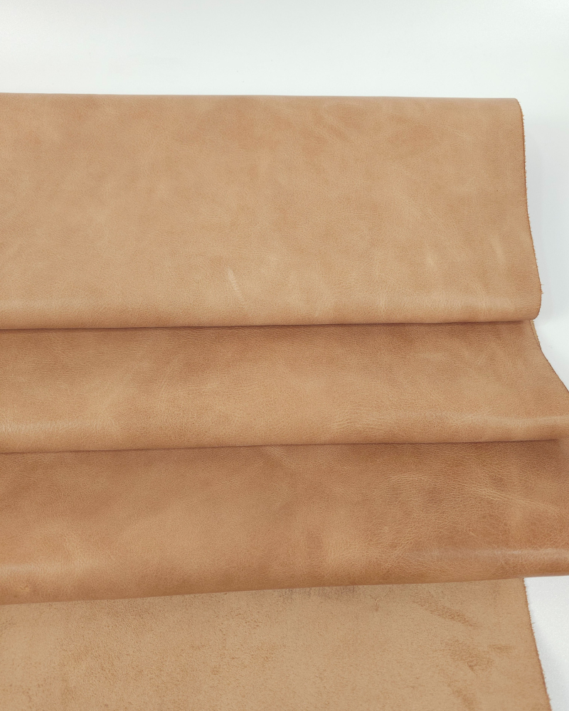 Indian Tan Urago Rustic Distressed Pull Up Burnish Leather